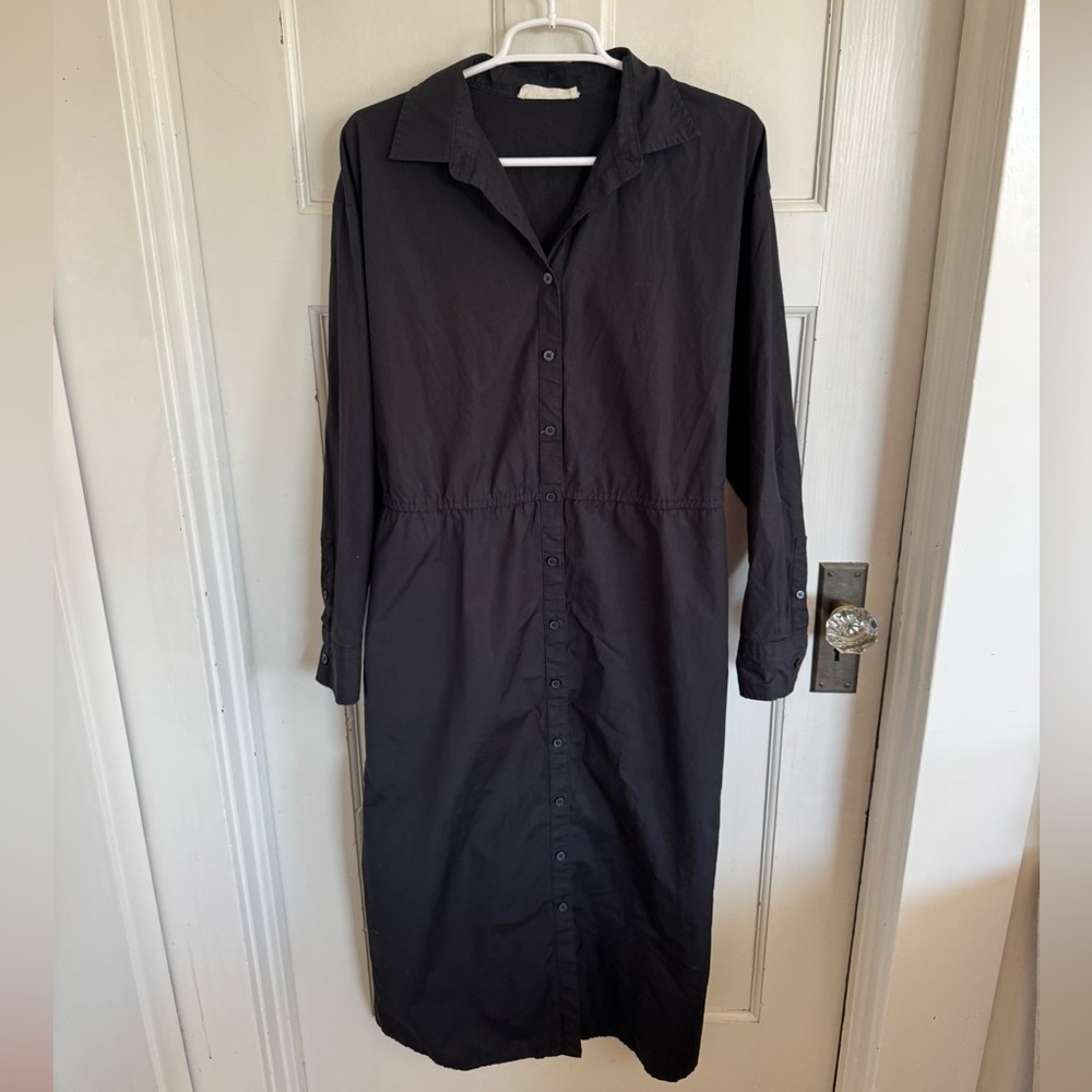 Everlane‎ black supima cotton long sleeve midi dress size large